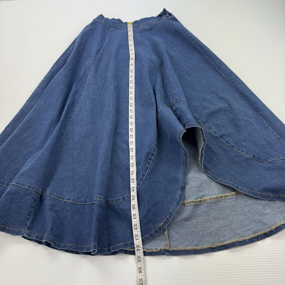 Flying Tomato Denim Midi Skirt S Asymmetrical High Low Flowy Boho - Picture 6 of 6